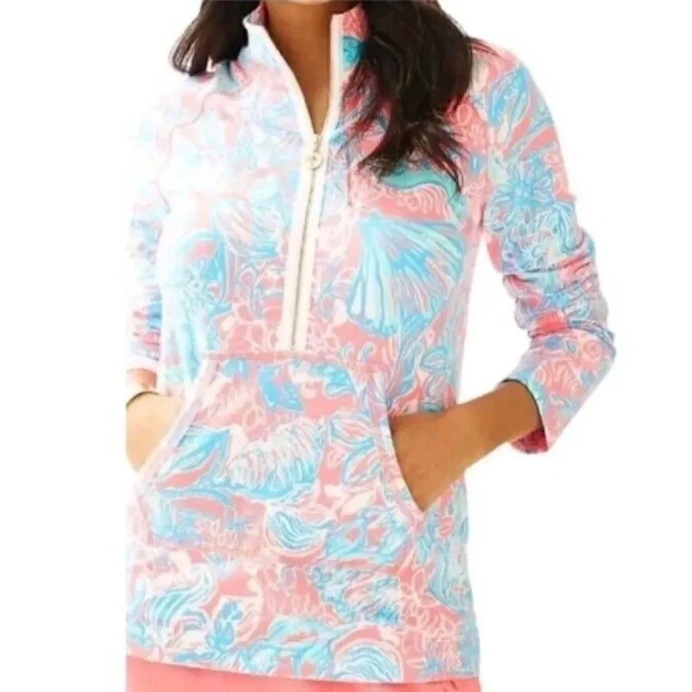 Lilly Pulitzer Summer Siren Skipper Half-Zip Kangaroo Pouch Popover Sweatshirt